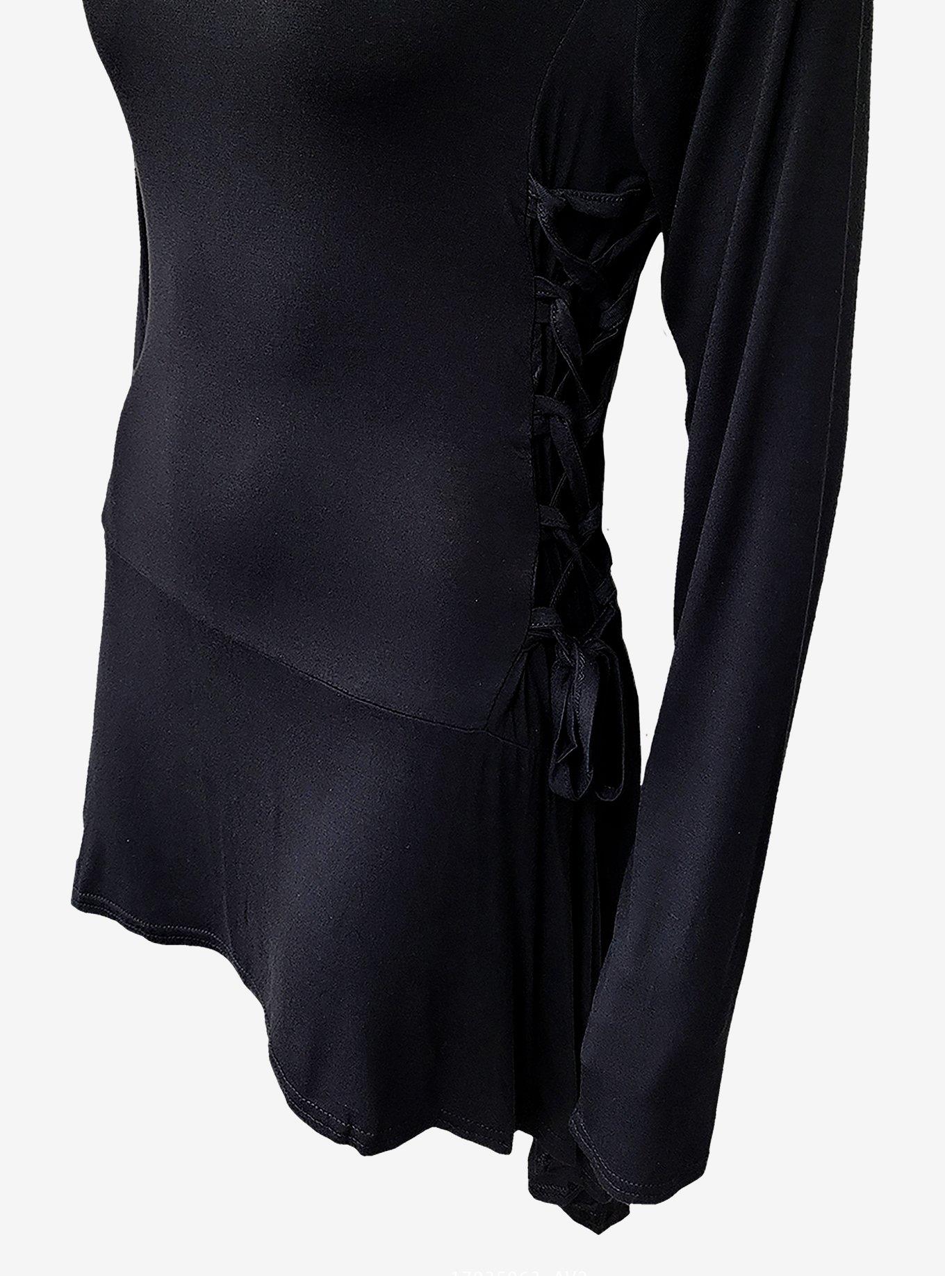 Gothic Elegance Hooded Dress, BLACK, alternate