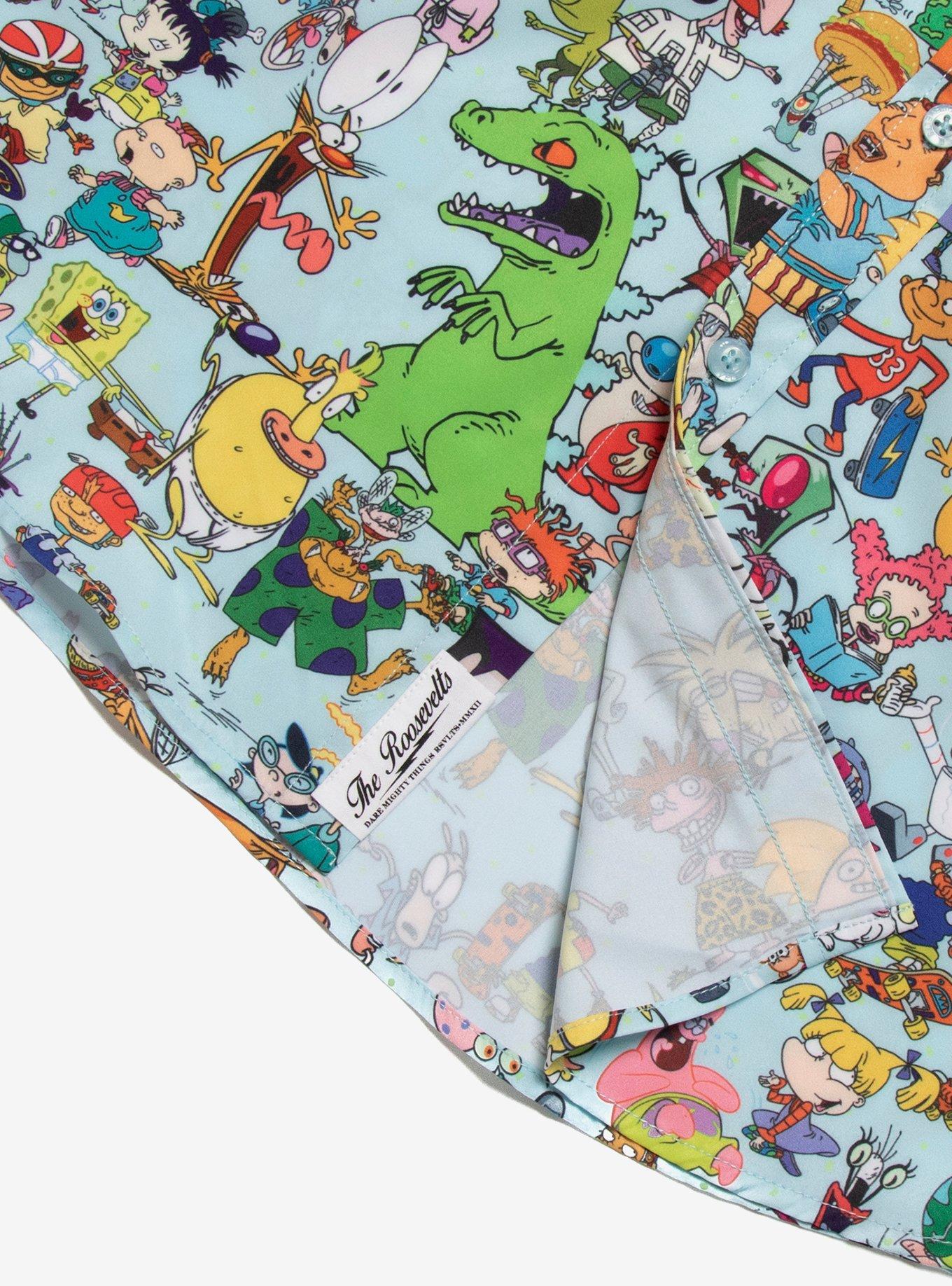 RSVLTS Nickelodeon 90s Mashup Woven Button-Up, BLUE, alternate