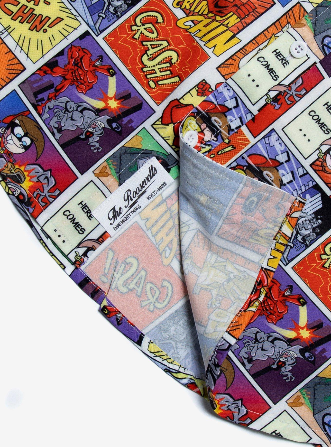 RSVLTS Fairly OddParents Justice Thy Name is Chin Woven Button-Up, ORANGE, alternate