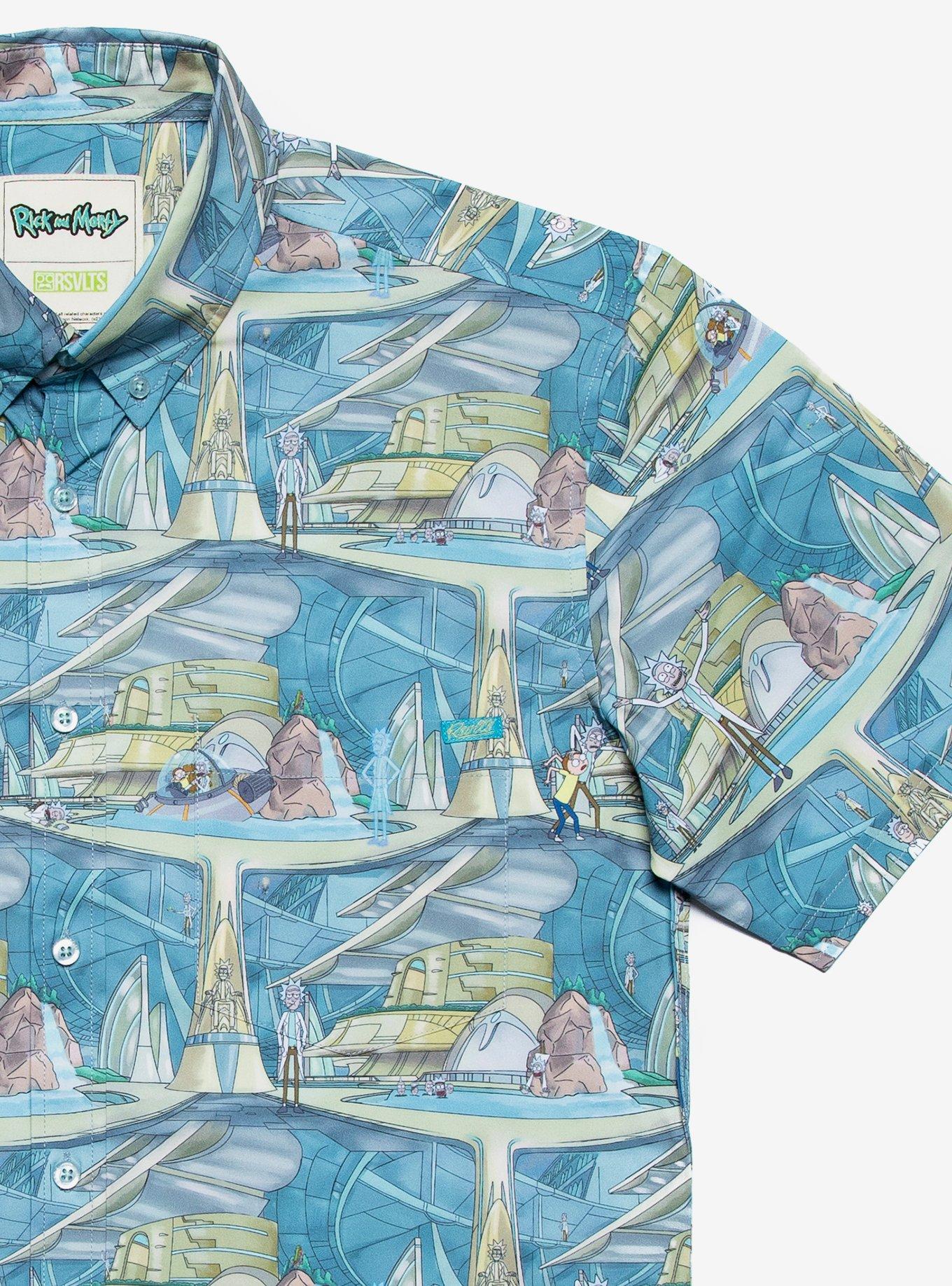 RSVLTS Rick and Morty Citadel of Ricks Woven Button-Up, BLUE, alternate