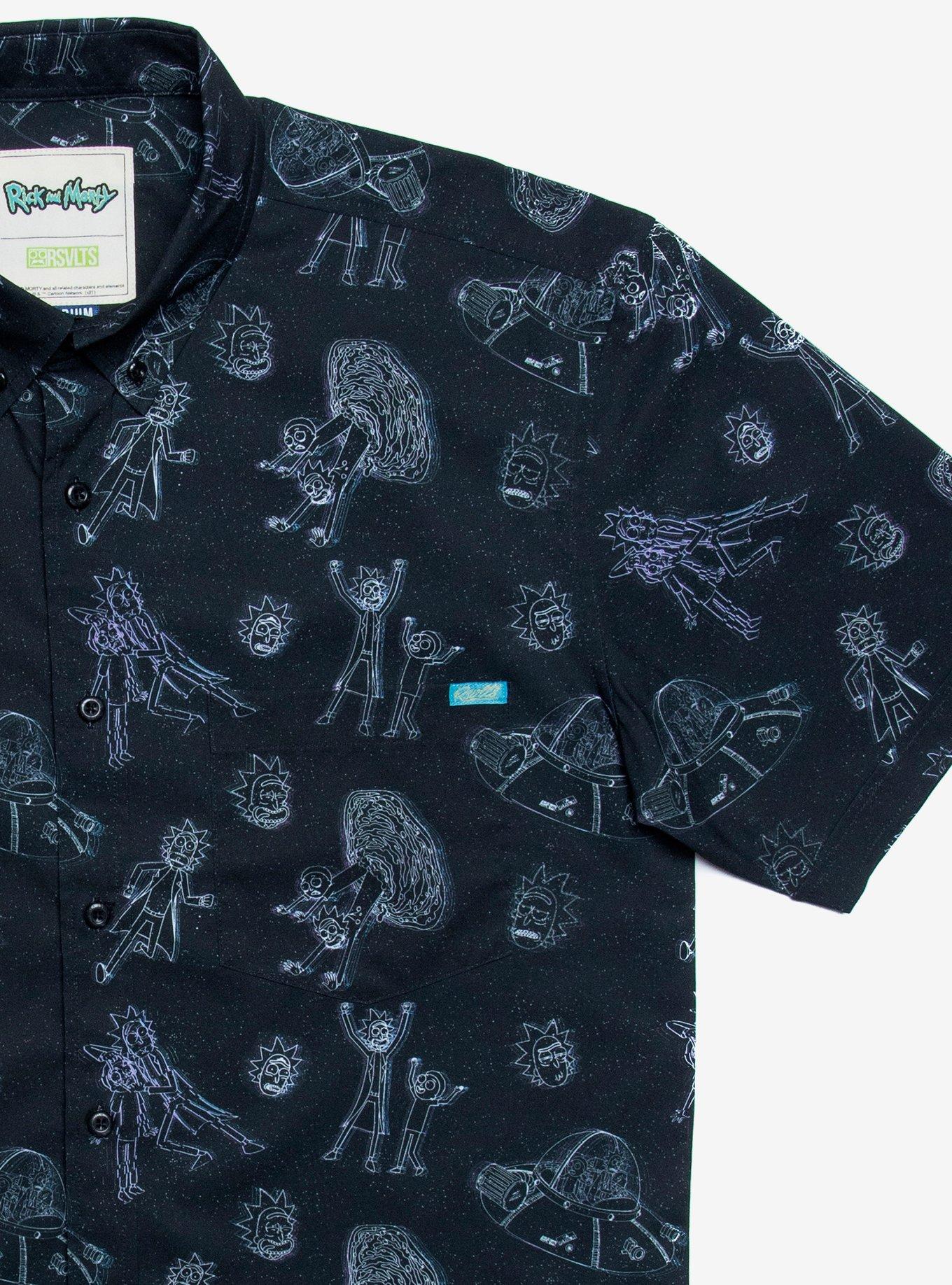 RSVLTS Rick and Morty HolographRick Woven Button-Up, BLUE, alternate