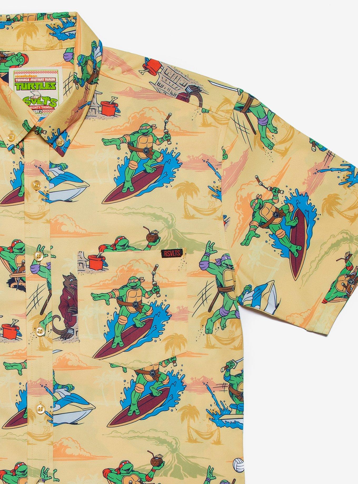 RSVLTS Teenage Mutant Ninja Turtles Turtlecation Woven Button-Up, YELLOW, alternate