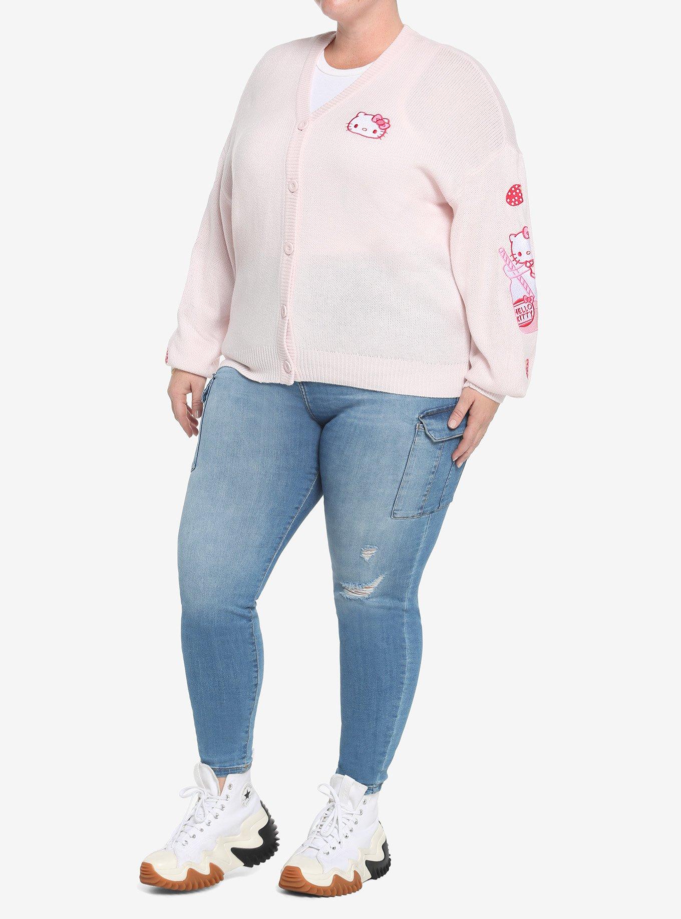Hello Kitty Strawberry Milk Skimmer Cardigan Plus Size, MULTI, alternate