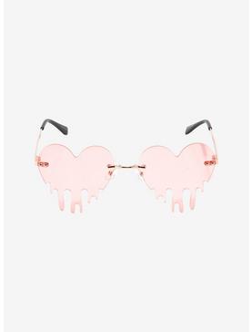 Pastel Pink Heart Drip Sunglasses, , hi-res