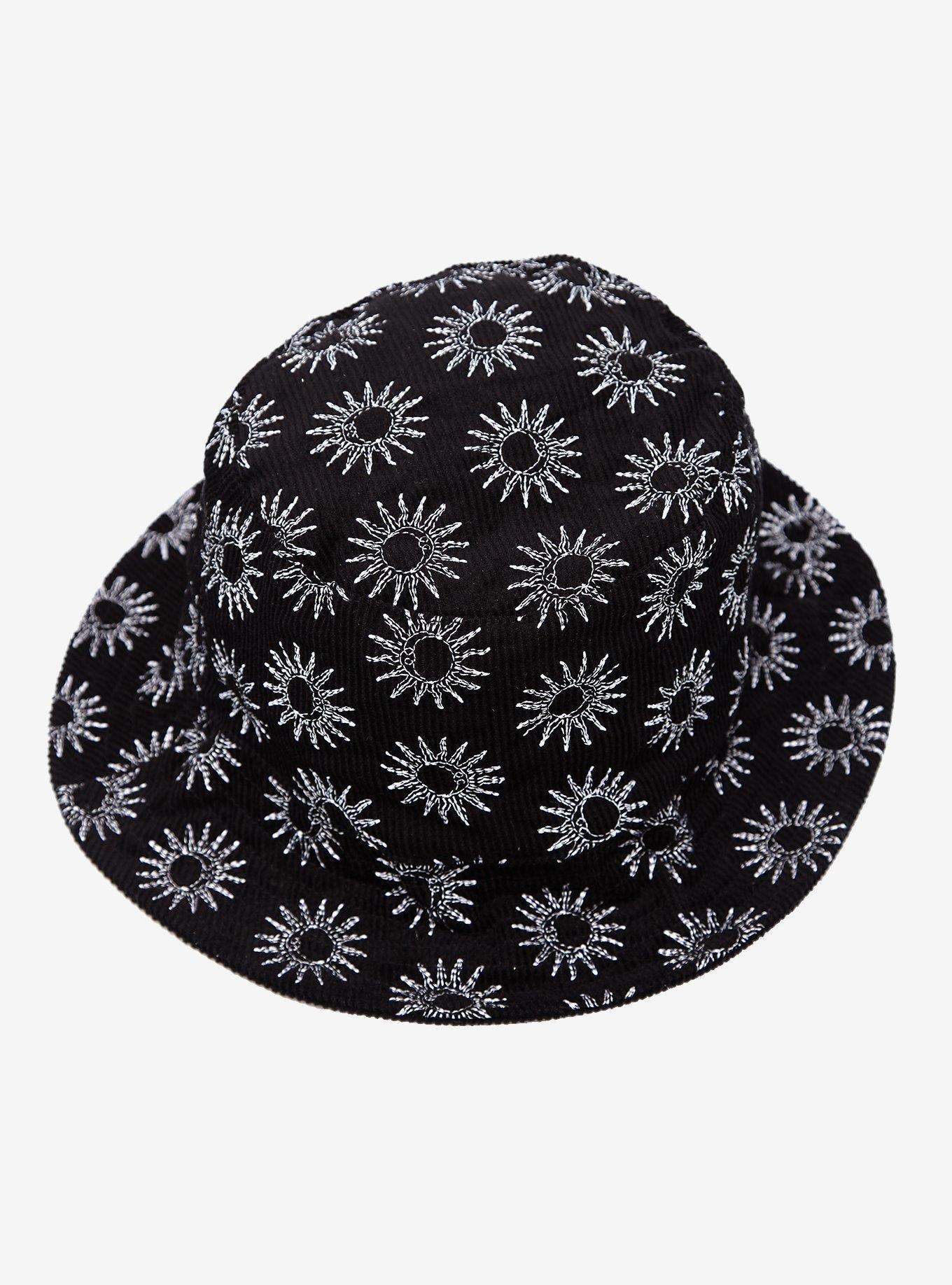 Black Celestial Embroidered Corduroy Bucket Hat, , alternate