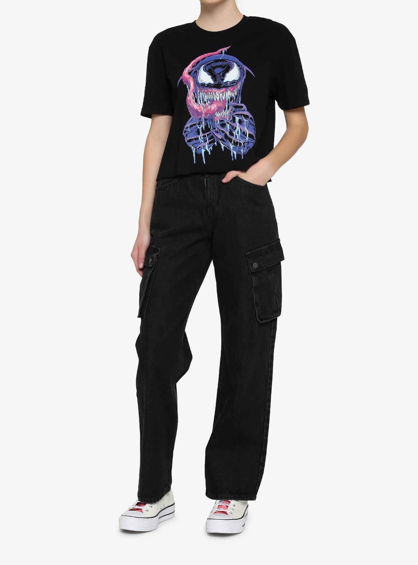 Marvel Venom Tongue Girls Crop T-Shirt, MULTI, alternate