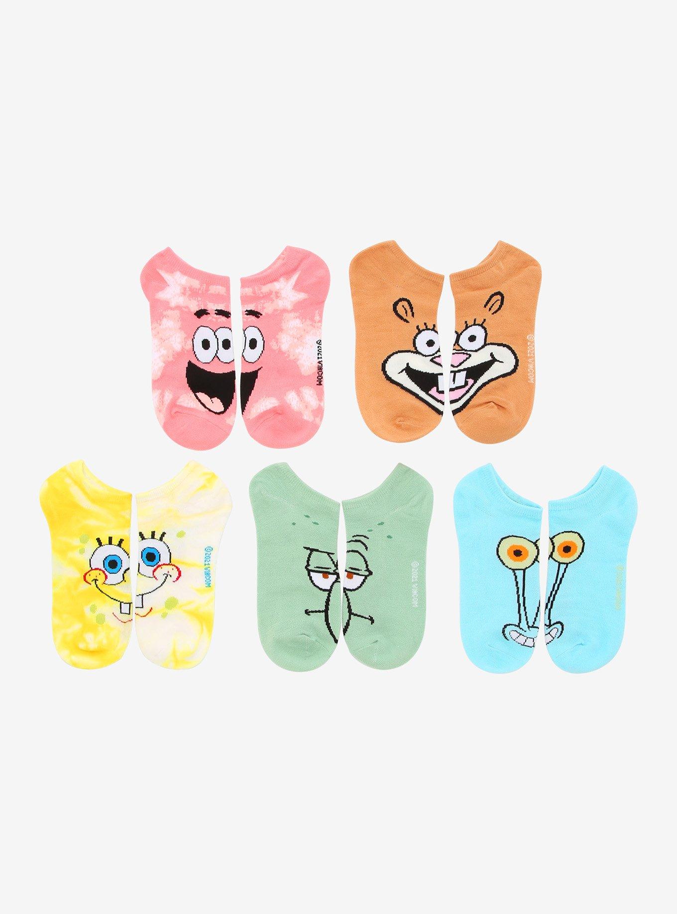 SpongeBob SquarePants Faces No-Show Socks 5 Pair, , alternate