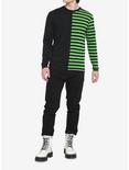 Black & Green Stripe Split Long-Sleeve T-Shirt, BLACK  GREEN, alternate