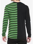 Black & Green Stripe Split Long-Sleeve T-Shirt, BLACK  GREEN, alternate