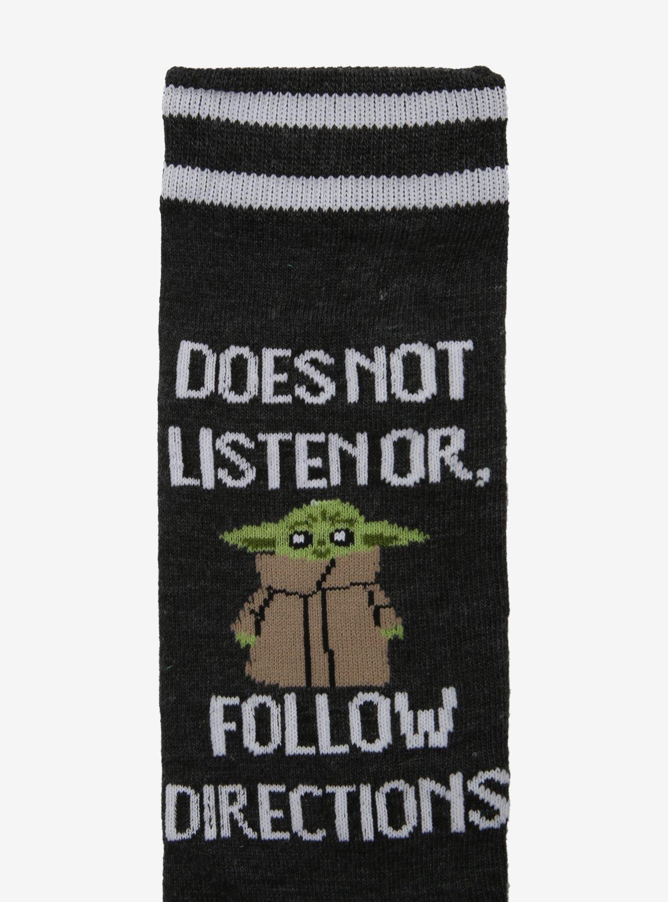 Star Wars The Mandalorian The Child Not Listening Crew Socks, , alternate