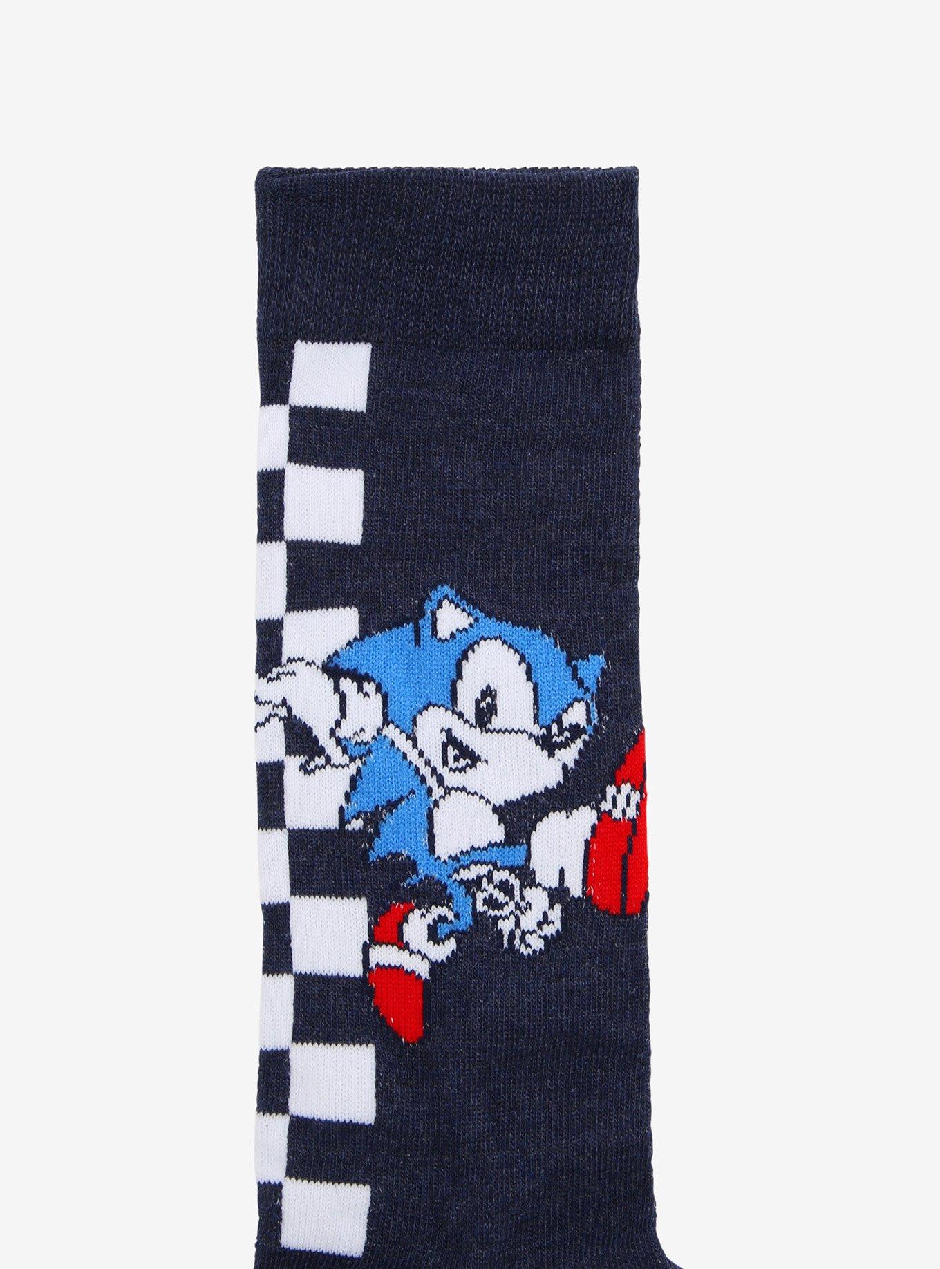 Sonic The Hedgehog Checkered Crew Socks, , alternate