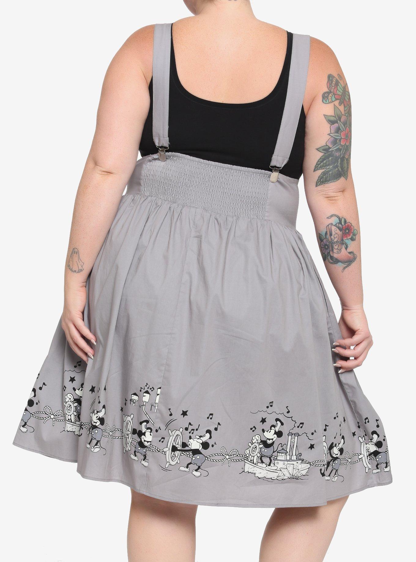 Her Universe Disney Steamboat Willie Retro Suspender Skirt Plus Size, MULTI, alternate