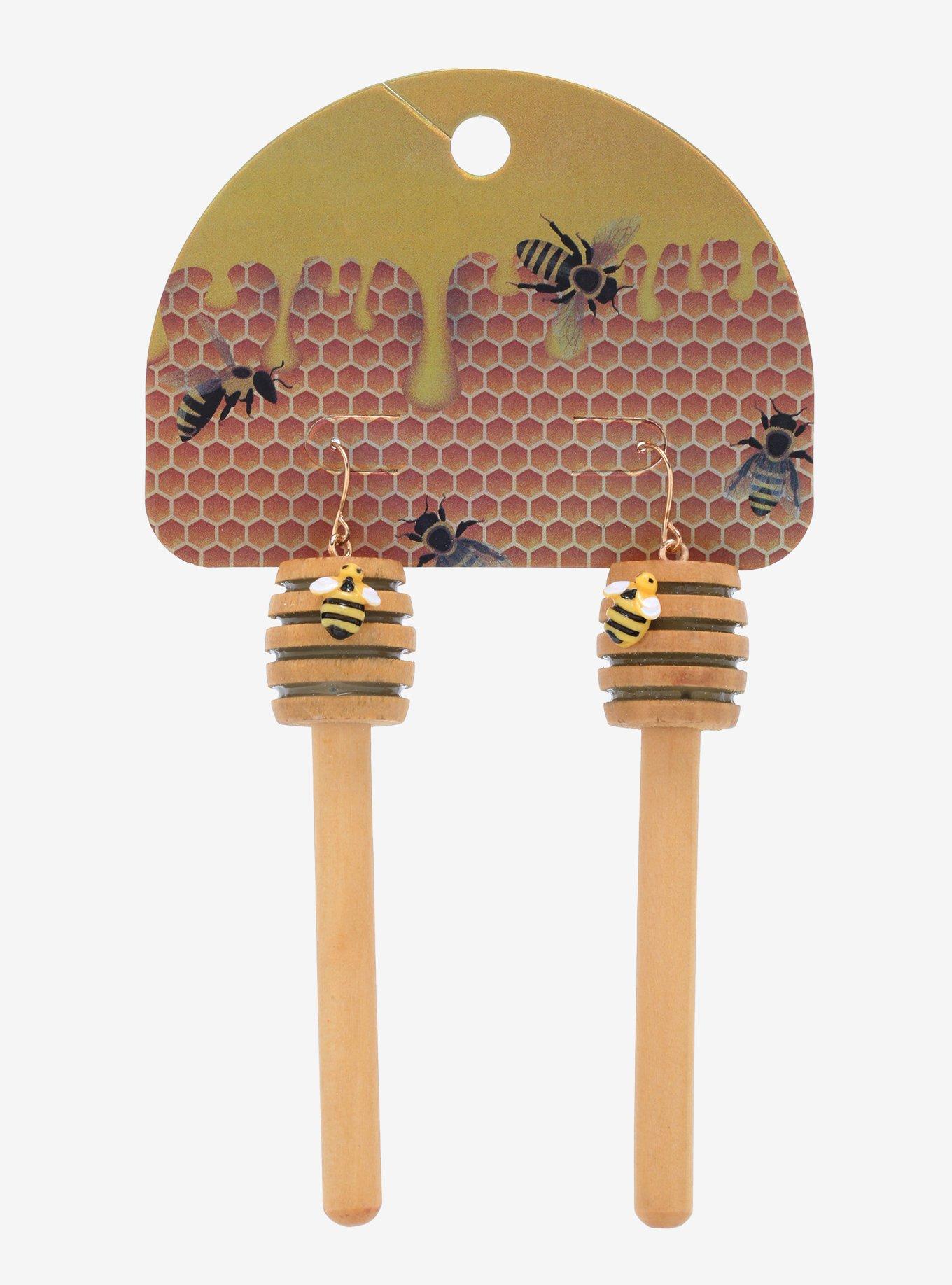Honey Dipper Bee Drop Earrings, , alternate