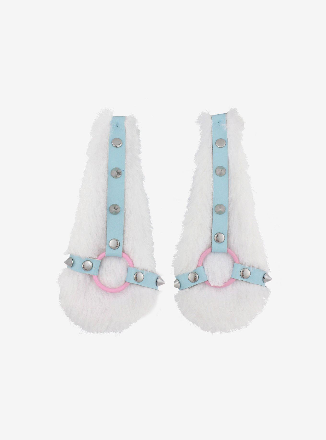 White Puppy Ears With Straps Hair Clip Set, , alternate