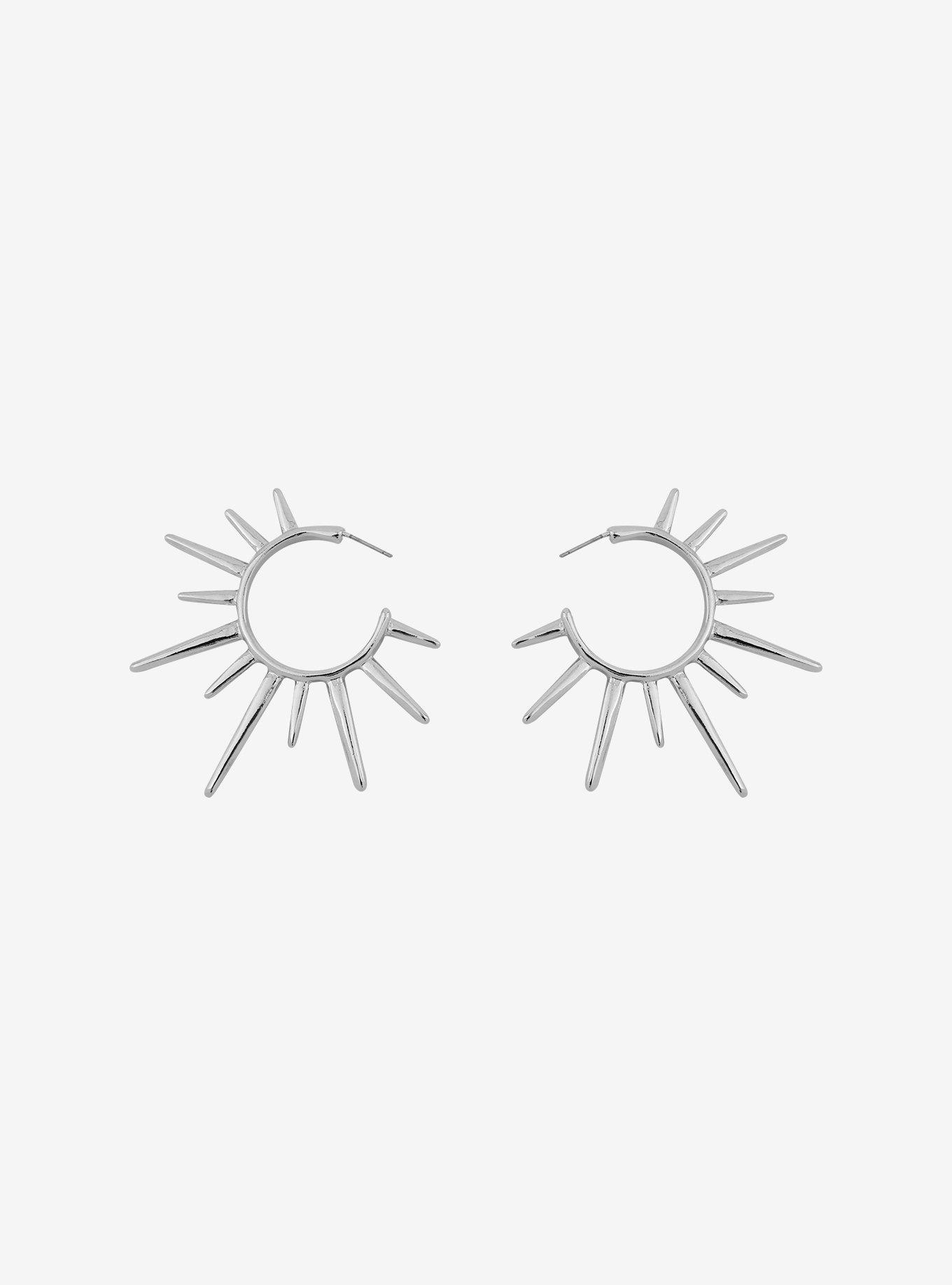 Spiked Hoop Earrings, , alternate