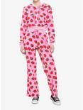 Pink Velour Strawberry Girls Lounge Pants, PINK, alternate