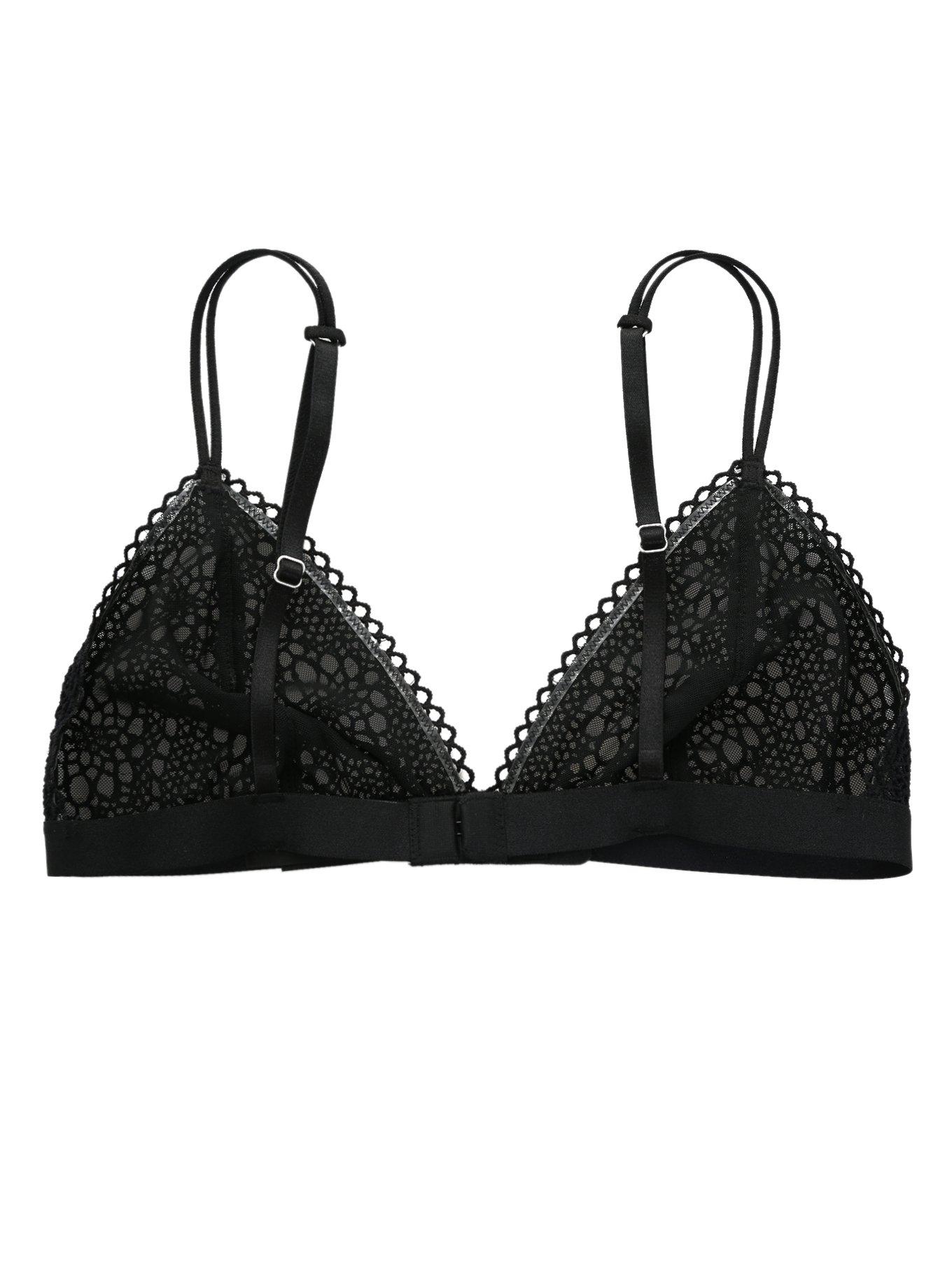 Blackheart Black Lace Triangle Bralette, , alternate