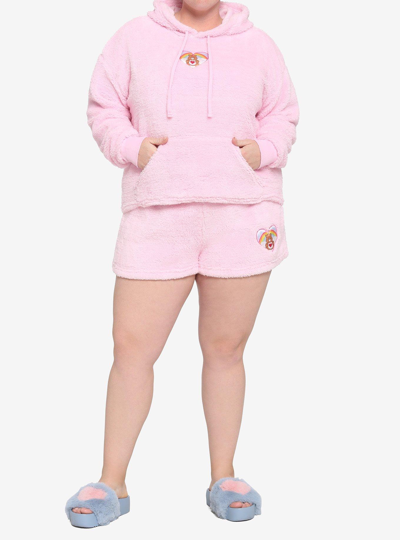 Care Bears Tenderheart Bear Fuzzy Girls Lounge Shorts Plus Size, PINK, alternate