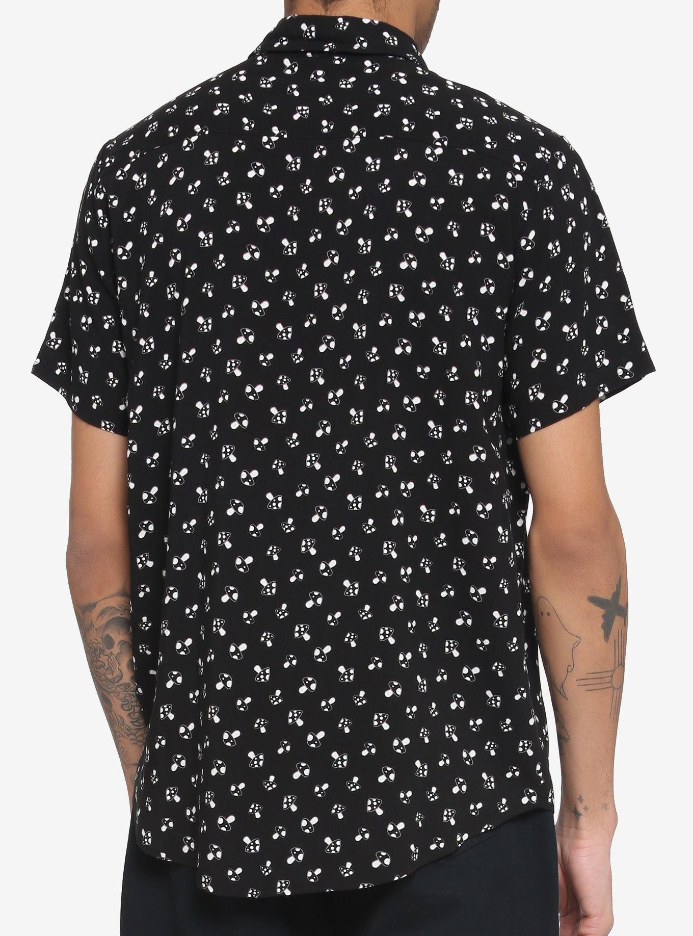 Black Mushroom Woven Button-Up, BLACK, alternate