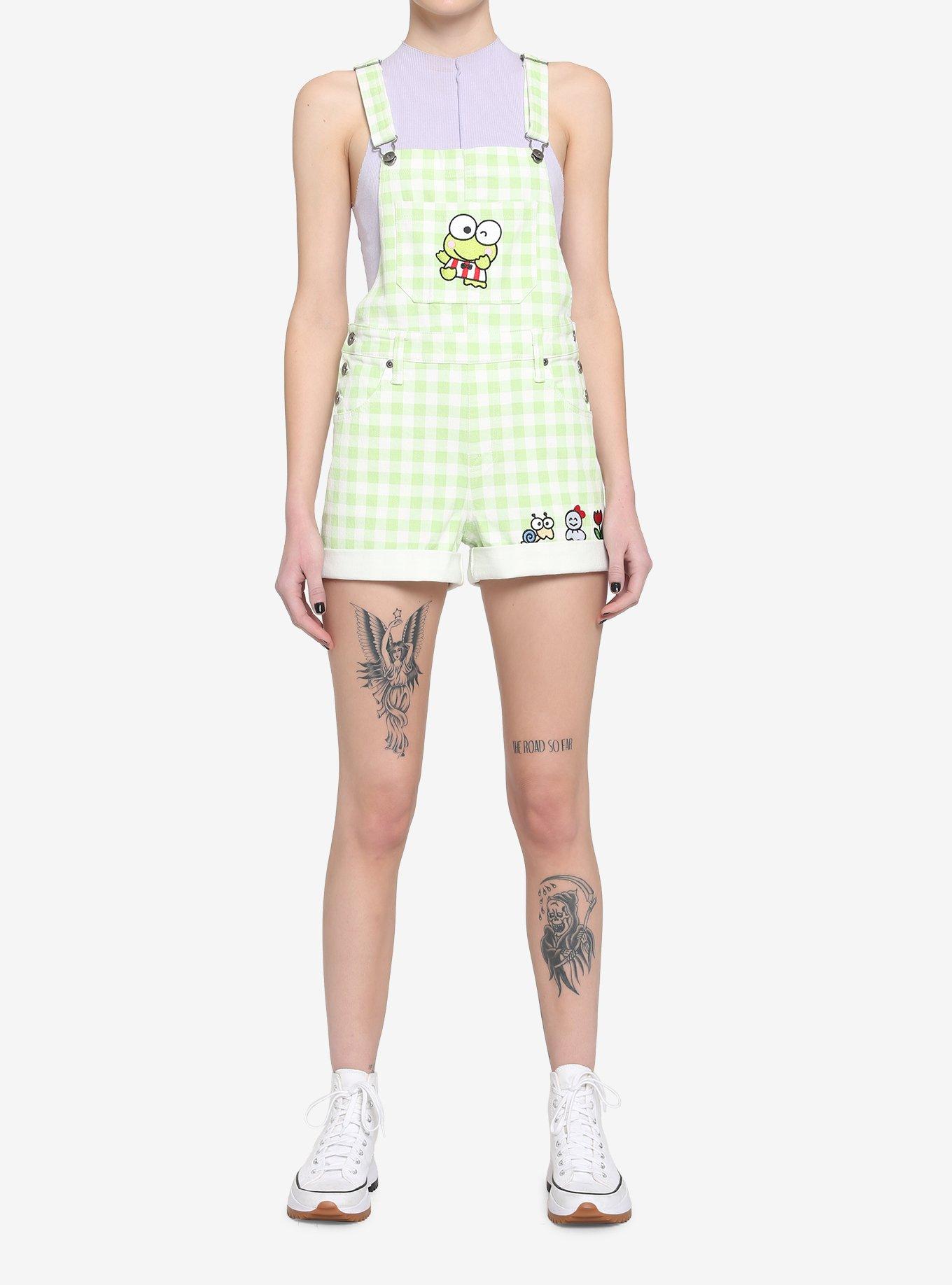 Keroppi Green Gingham Shortalls, MULTI, alternate