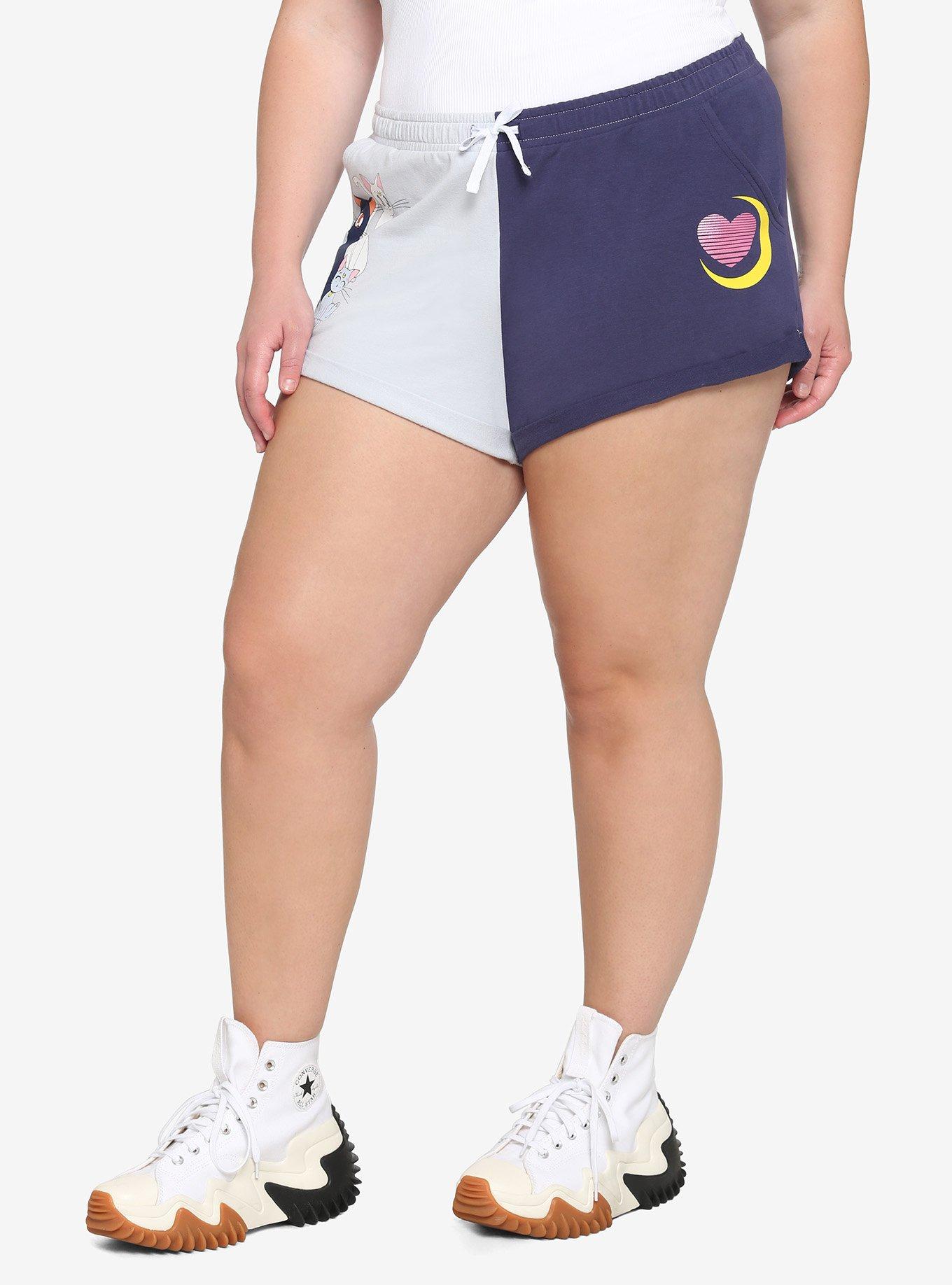 Pretty Guardian Sailor Moon Luna & Artemis Split Girls Shorts Plus Size, MULTI, alternate