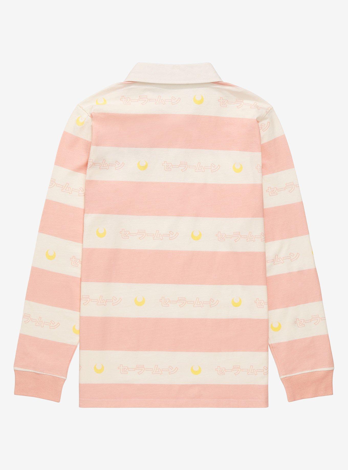 Pretty Guardian Sailor Moon Sailor Moon’s Bow Long Sleeve Polo Shirt - BoxLunch Exclusive, BLUE STRIPE, alternate