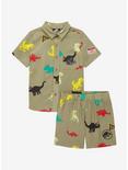 Jurassic Park Dinosaurs Allover Print Toddler Woven Button-Up - BoxLunch Exclusive, ARTICHOKE, alternate