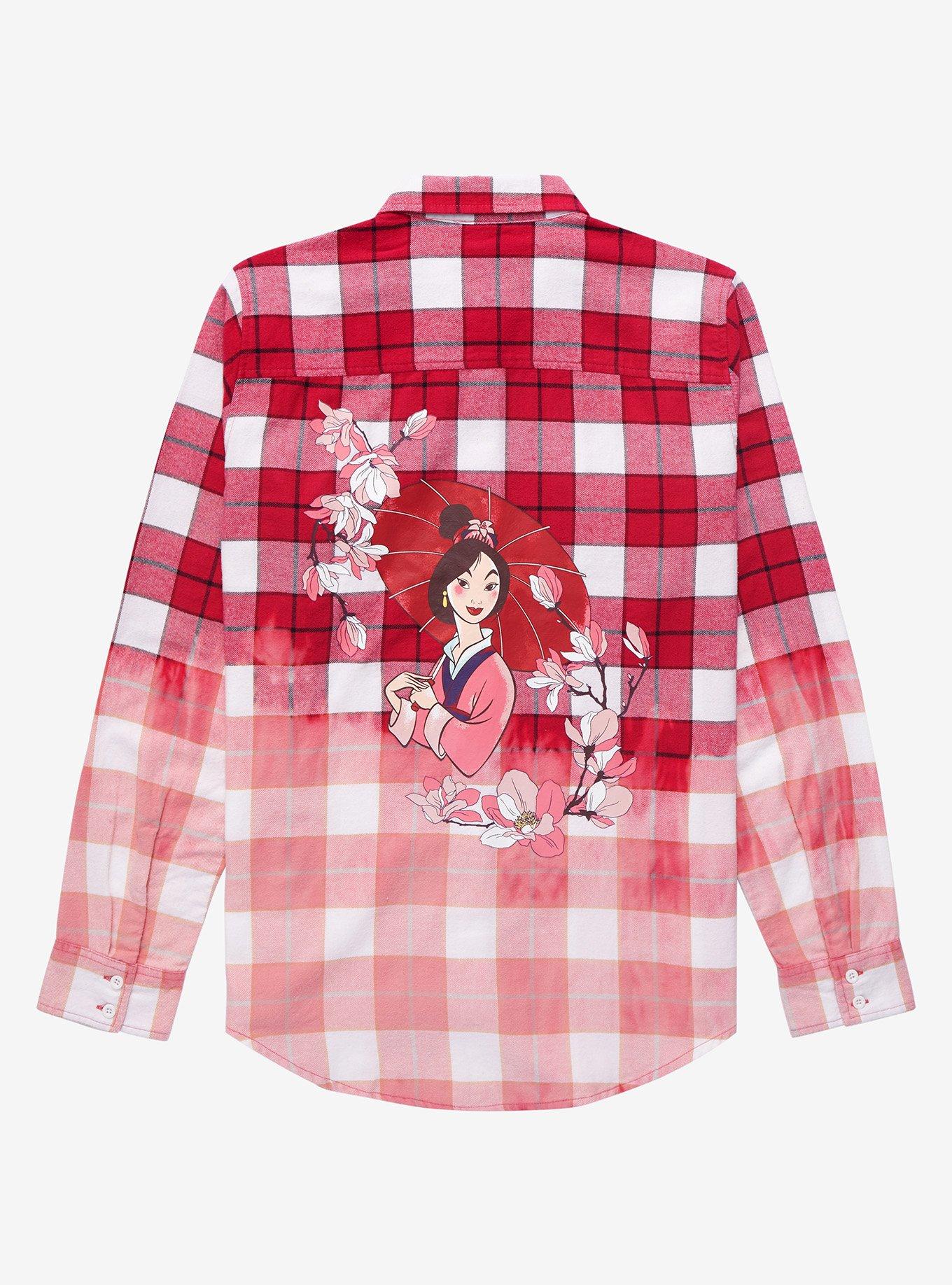 Disney Princess Mulan Portrait Dip-Dye Women&rsquo;s Flannel - BoxLunch Exclusive, PLAID, alternate