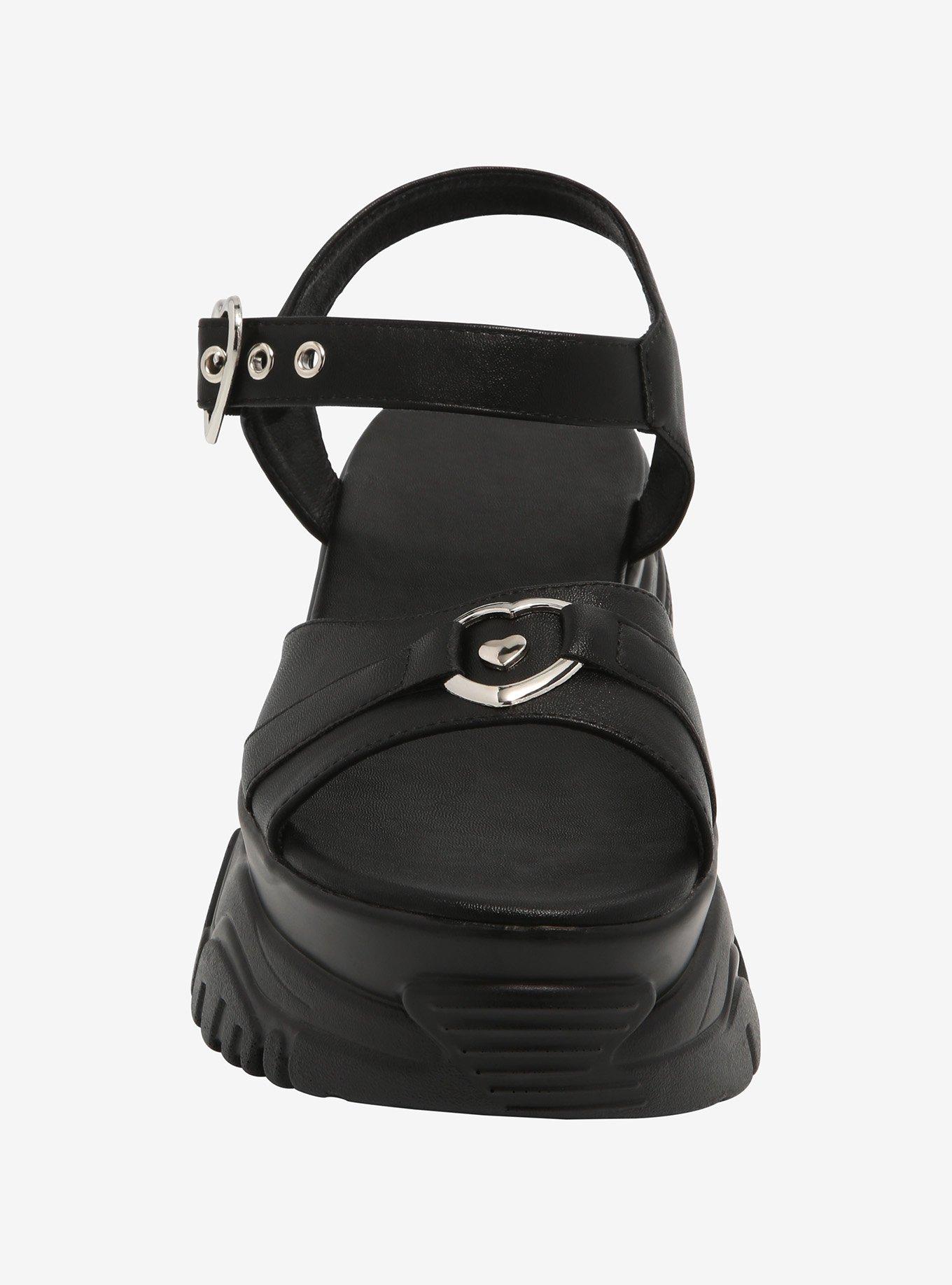 Black Heart Platform Sandals, MULTI, alternate