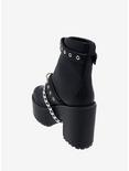 Black Double Buckle & Chain Platform Boots, MULTI, alternate