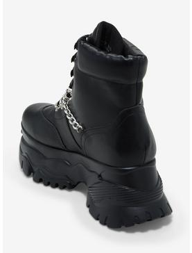 Plus Size Black Chain Chunky Platform Boots, , hi-res