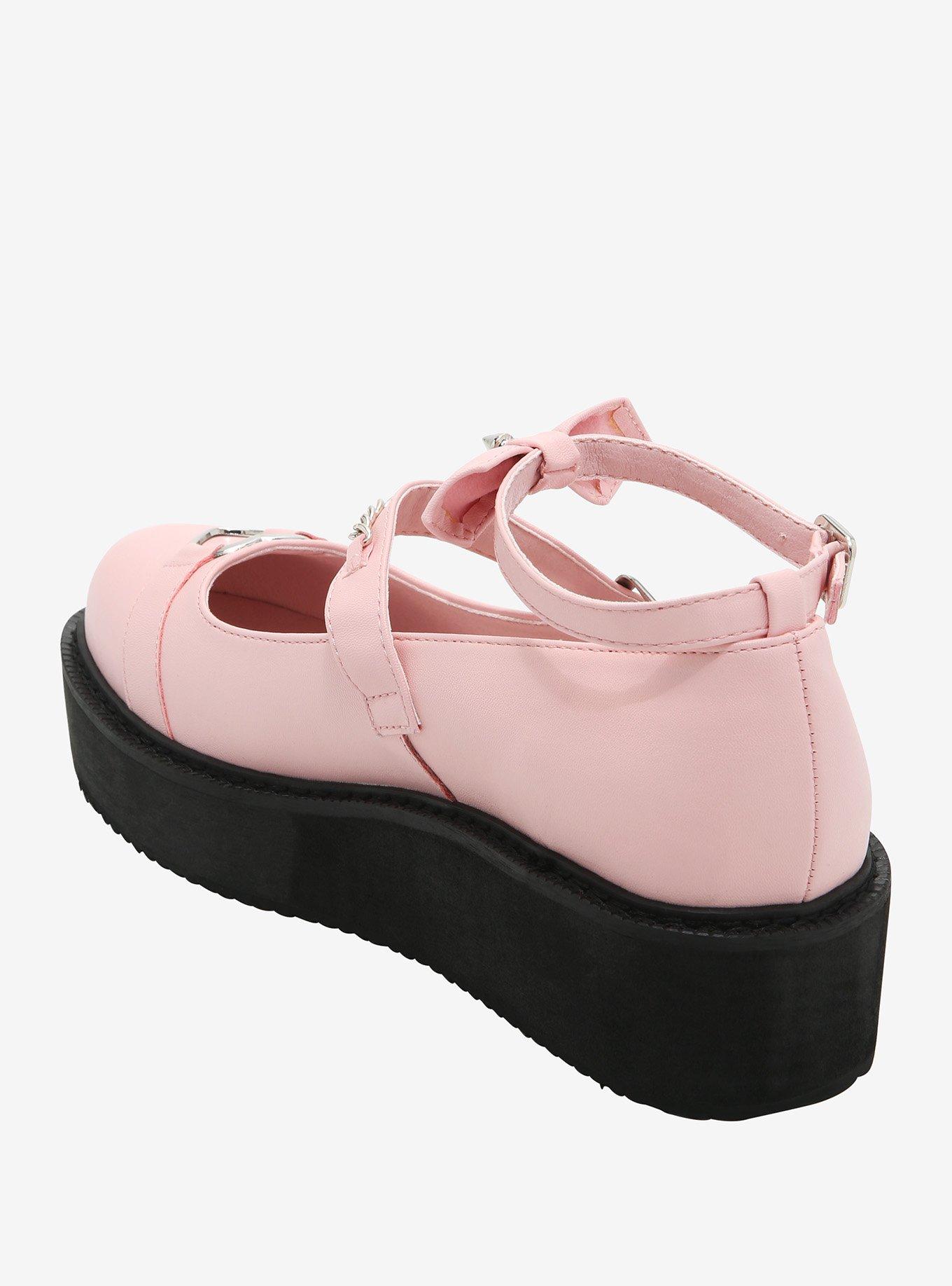 Pastel Pink & Black Heart Chain Mary Janes, MULTI, alternate