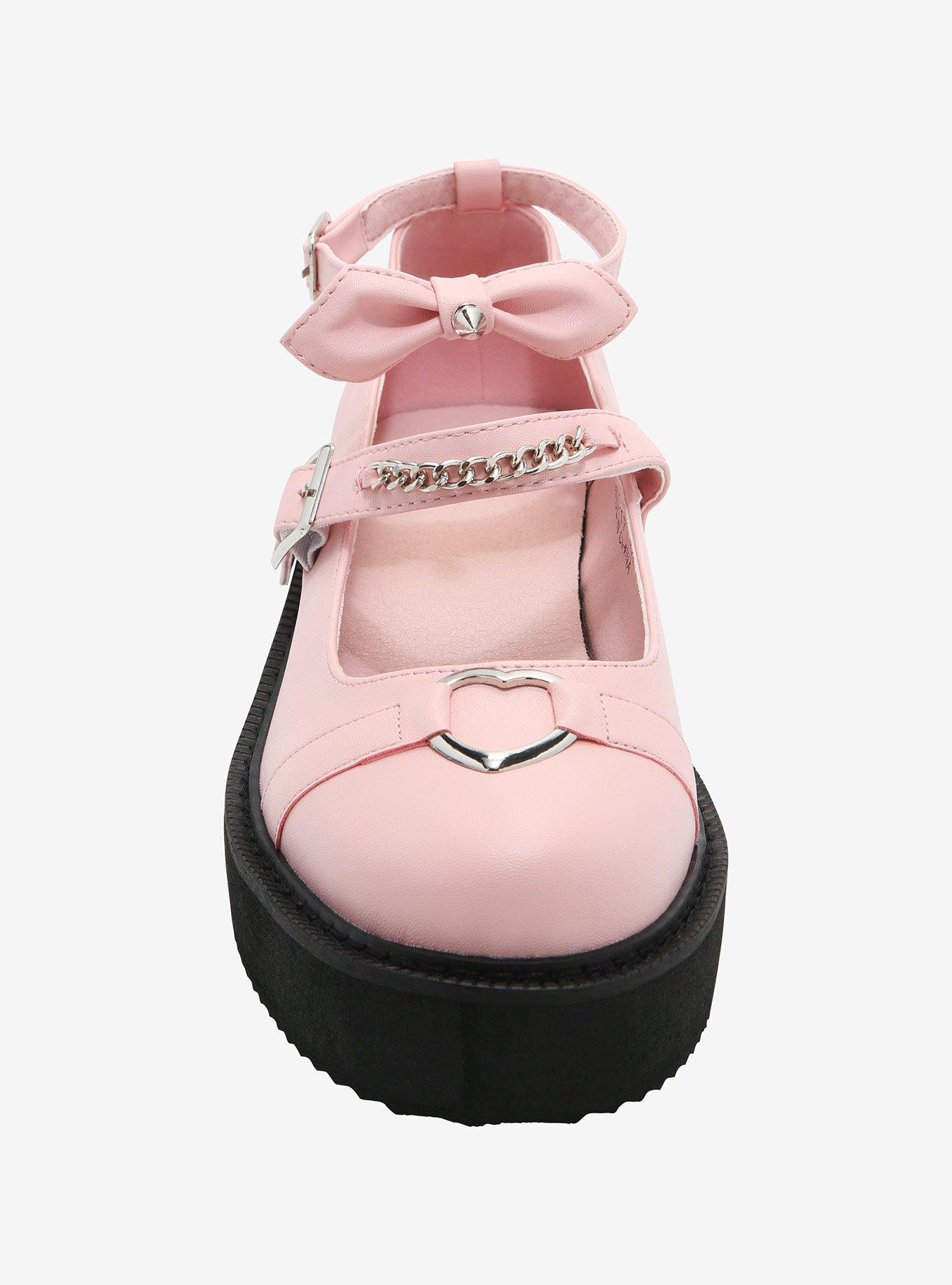 Pastel Pink & Black Heart Chain Mary Janes, MULTI, alternate