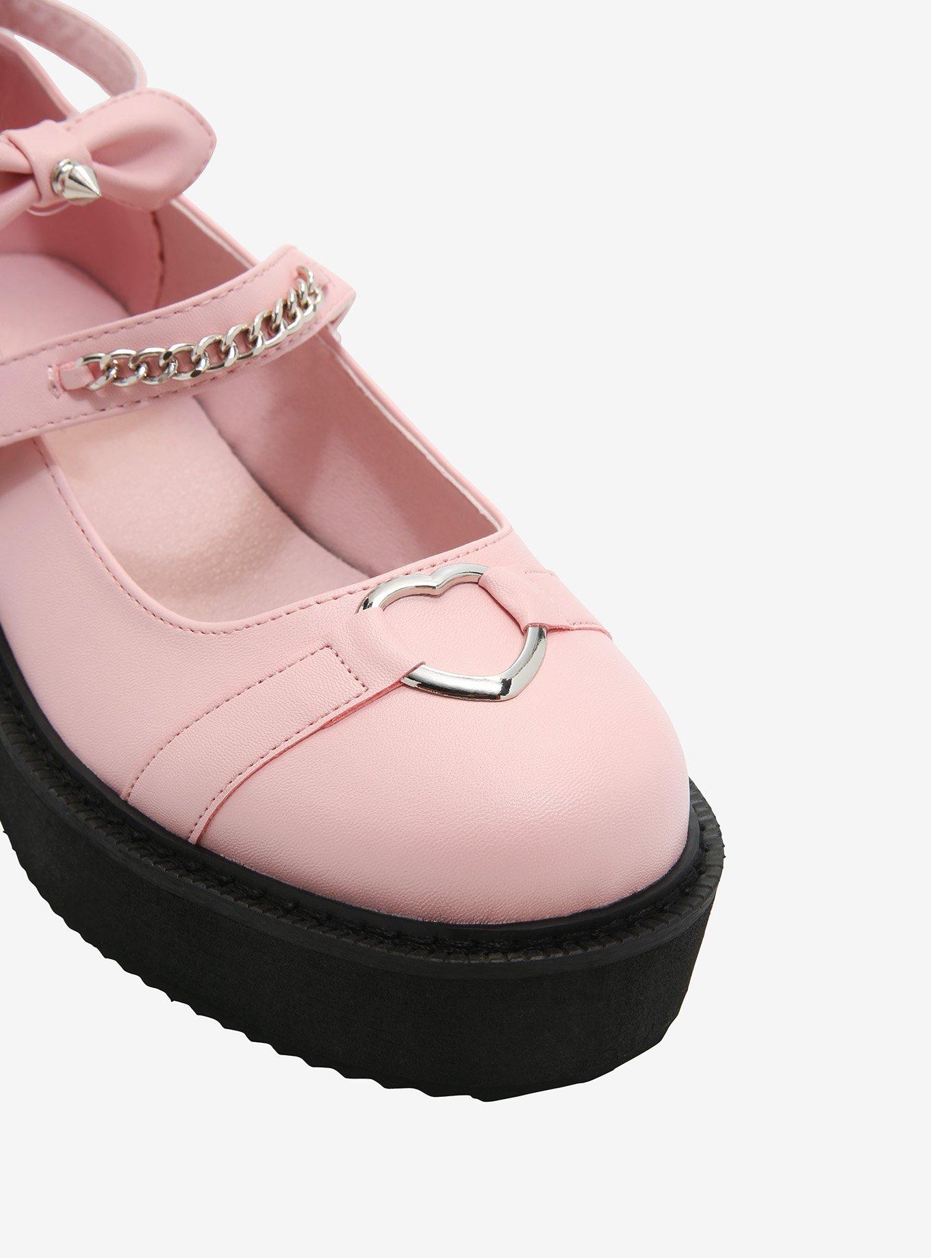 Pastel Pink & Black Heart Chain Mary Janes, MULTI, alternate