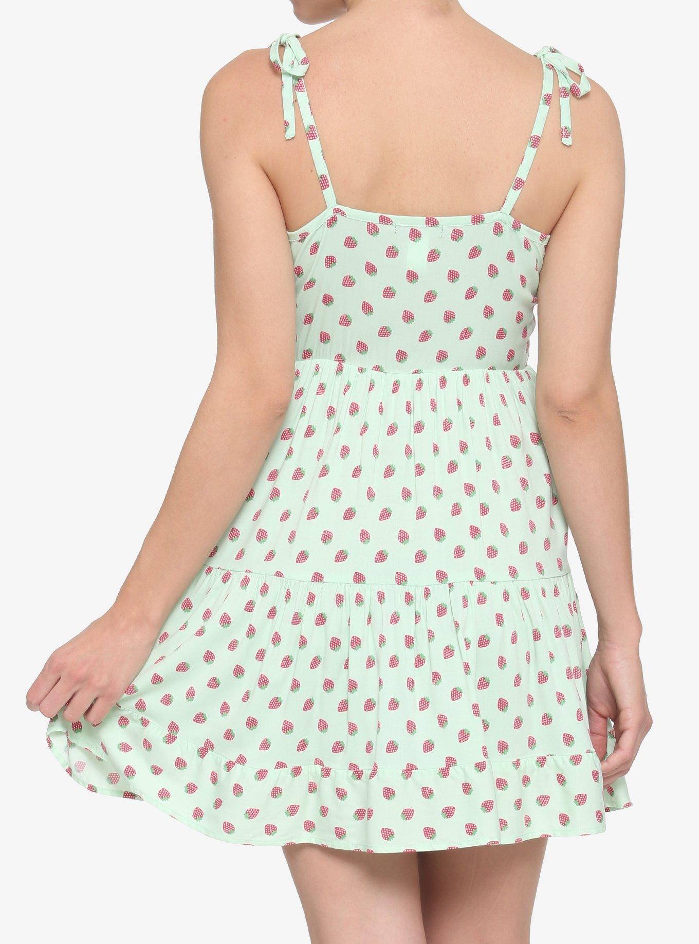 Mint Strawberry Tiered Dress, MINT, alternate