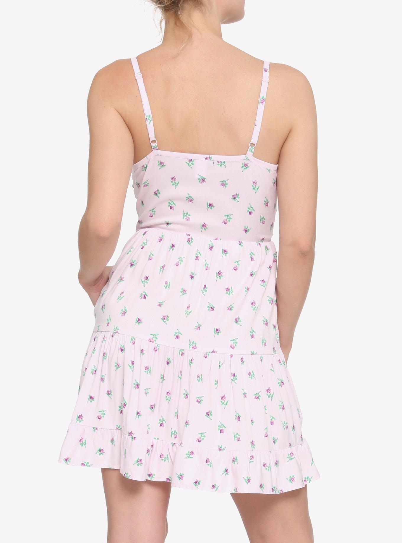Pink Cat Roses Tiered Dress, LAVENDER, alternate