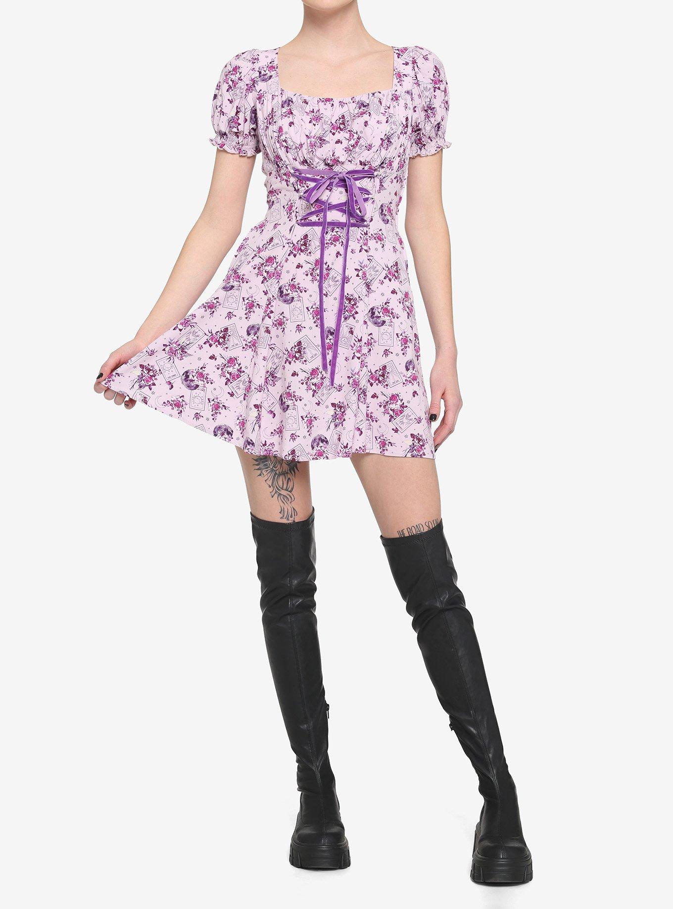 Tarot Card & Rose Babydoll Dress, LAVENDER, alternate