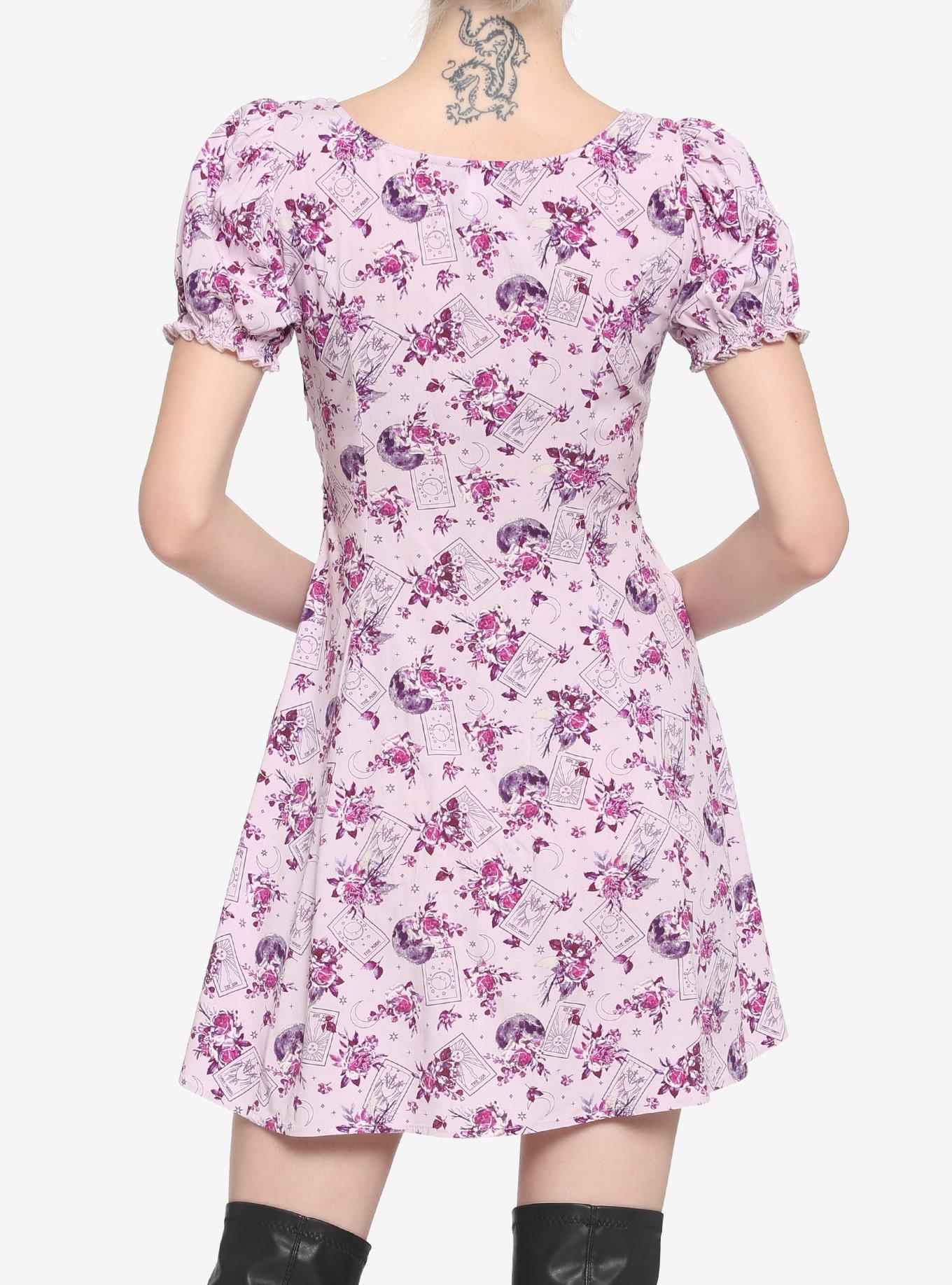 Tarot Card & Rose Babydoll Dress, LAVENDER, alternate