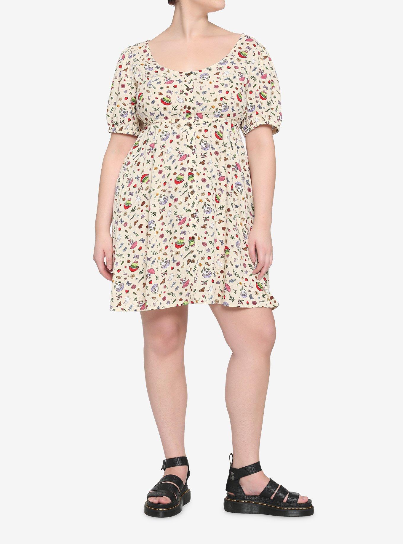 Mushroom Frog Babydoll Dress Plus Size, CREAM, alternate