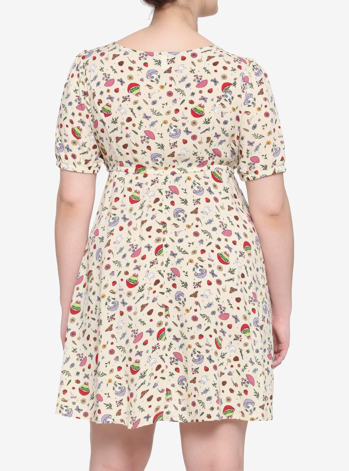 Mushroom Frog Babydoll Dress Plus Size, CREAM, alternate