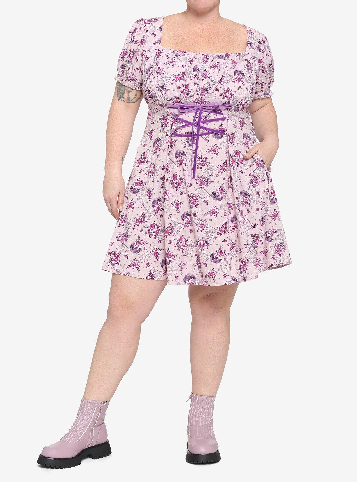 Tarot Card & Rose Babydoll Dress Plus Size, LAVENDER, alternate