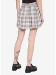 Pink & White Plaid Grommet Belt Skirt, PLAID - PINK, alternate