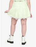 Lime Green Buffalo Plaid Lace Trim Skirt Plus Size, GINGHAM CHECK, alternate