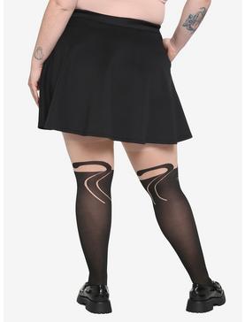 Black O-Ring Zipper Skirt Plus Size, , hi-res