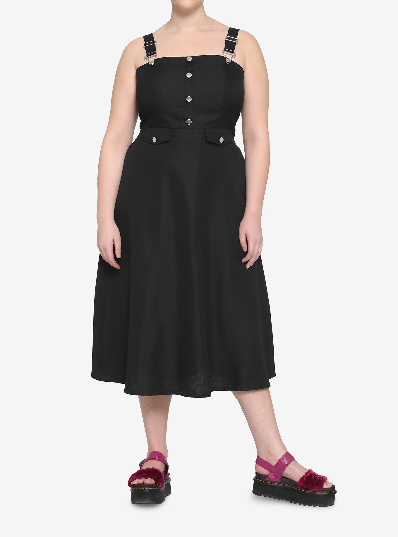 Black Midi Skirtall Plus Size, BLACK, alternate