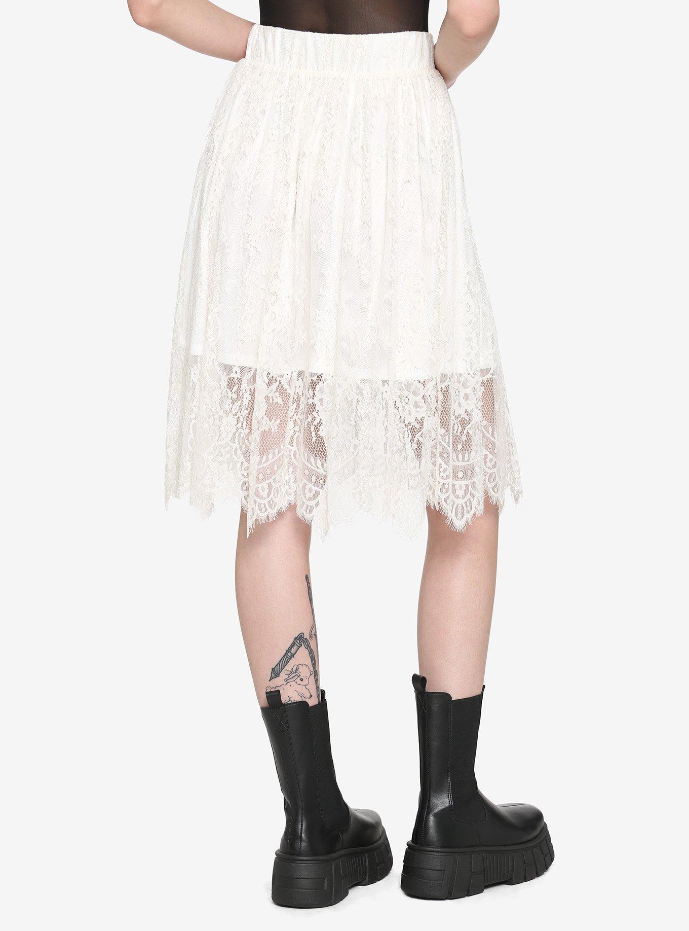 Ivory Lace Midi Skirt, IVORY, alternate