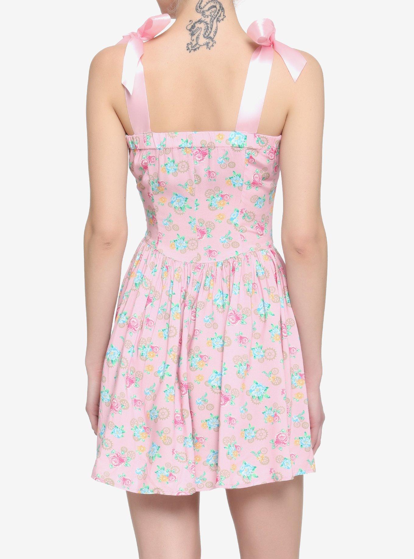 Pink Floral Gears Sweetheart Dress, PINK, alternate