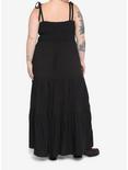 Black Smocked Tiered Midi Dress Plus Size, BLACK, alternate