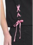 Sakura Moon Tarot Card Lace-Up Girls T-Shirt, BLACK, alternate