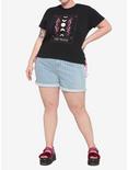 Sakura Moon Tarot Card Lace-Up Girls T-Shirt Plus Size, BLACK, alternate